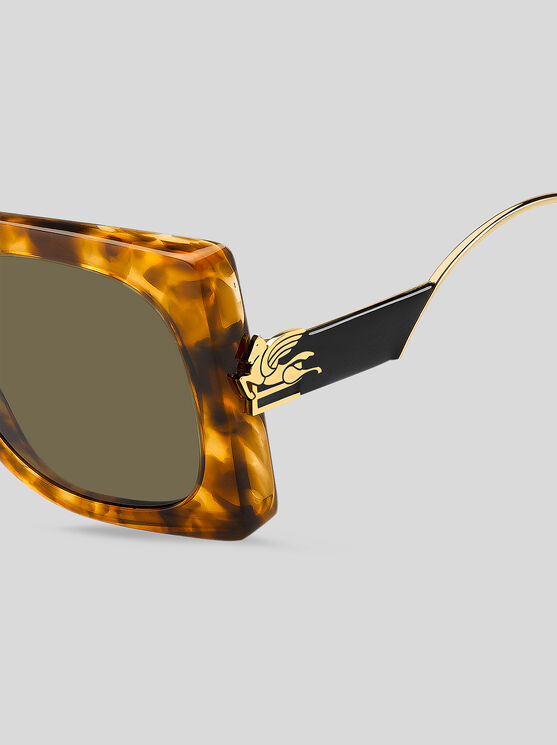 Etro Bold Pegaso Square-frame Sunglasses In Yellow