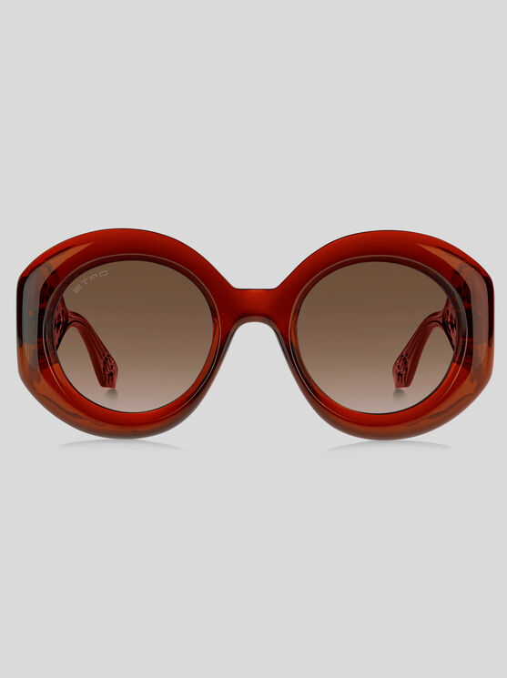 Etro Paisley-print Round-frame Sunglasses In Red