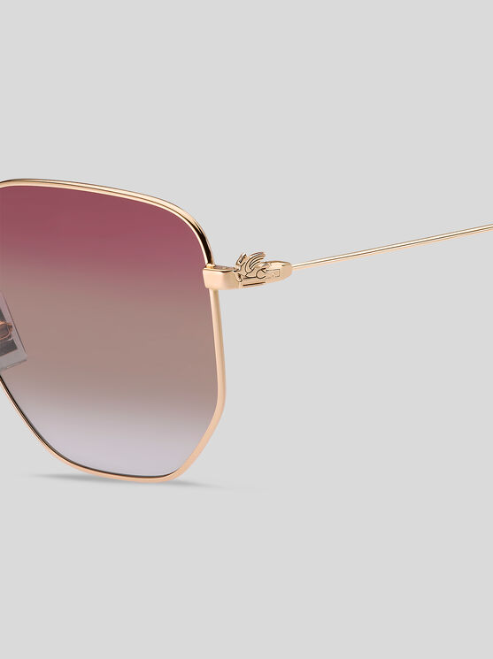 Shop Etro Metal Pegaso Sunglasses In Gold