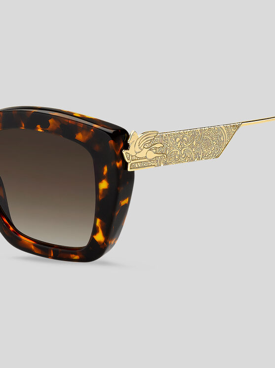 Shop Etro Bold Pegaso Sunglasses In Braun