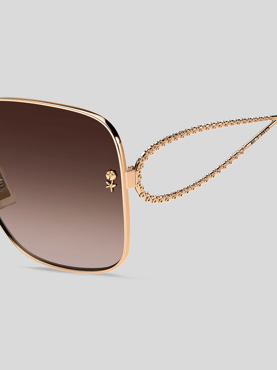 Etro 0070s Square Metal Sunglasses In Brown