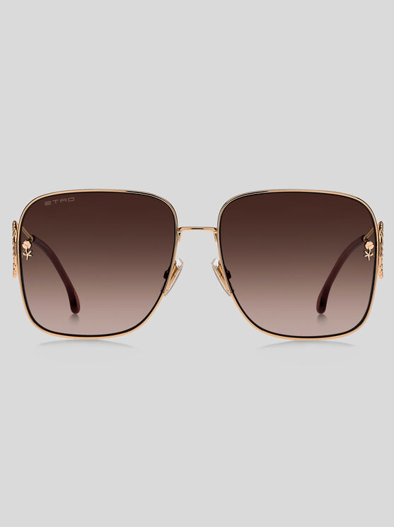 Etro 0070s Square Metal Sunglasses In Brown