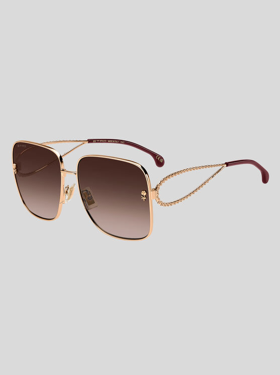 Etro 0070s Square Metal Sunglasses In Brown