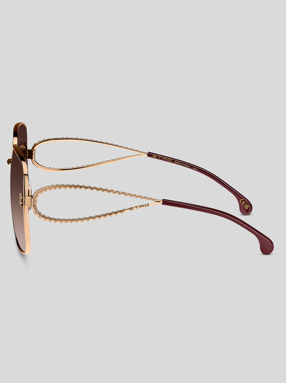 Etro 0070s Square Metal Sunglasses In Brown