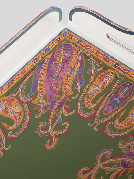 Etro Rechteckiges Tablett Mit Paisleymuster In Grün