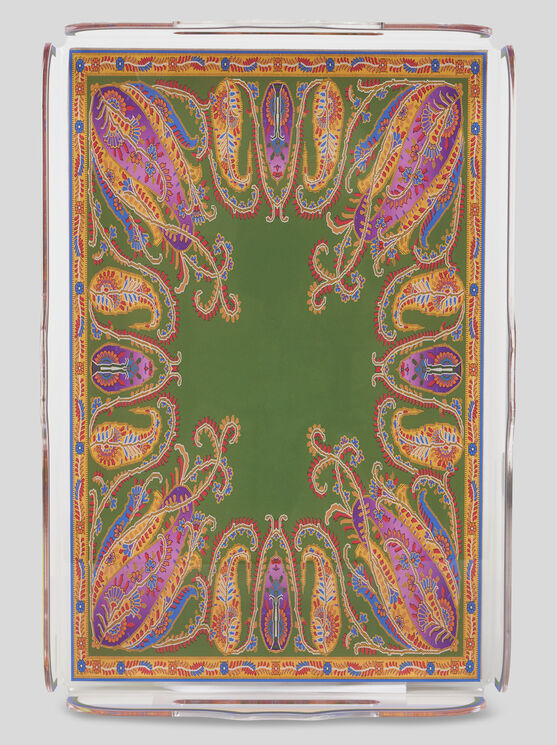 Etro Rechteckiges Tablett Mit Paisleymuster In Grün