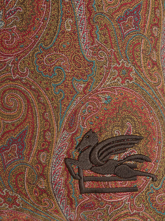 Etro , Kissen Aus Samt Und Leder Mit Arnica-motiv, Braun In Brown