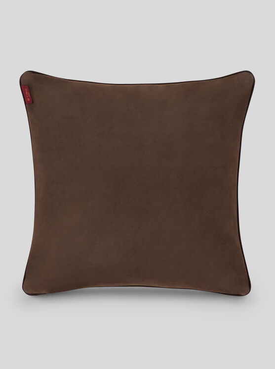 Etro , Kissen Aus Samt Und Leder Mit Arnica-motiv, Braun In Brown
