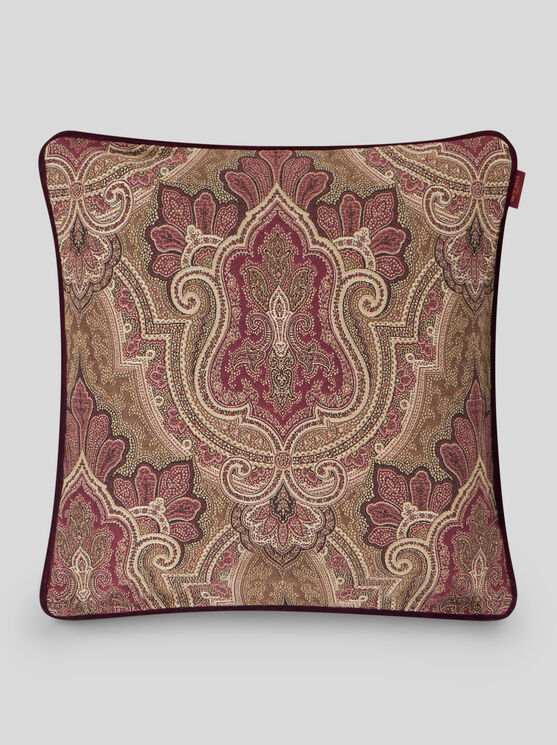Etro , Jacquard Cushion With Scarf Motif, Rot In Multi