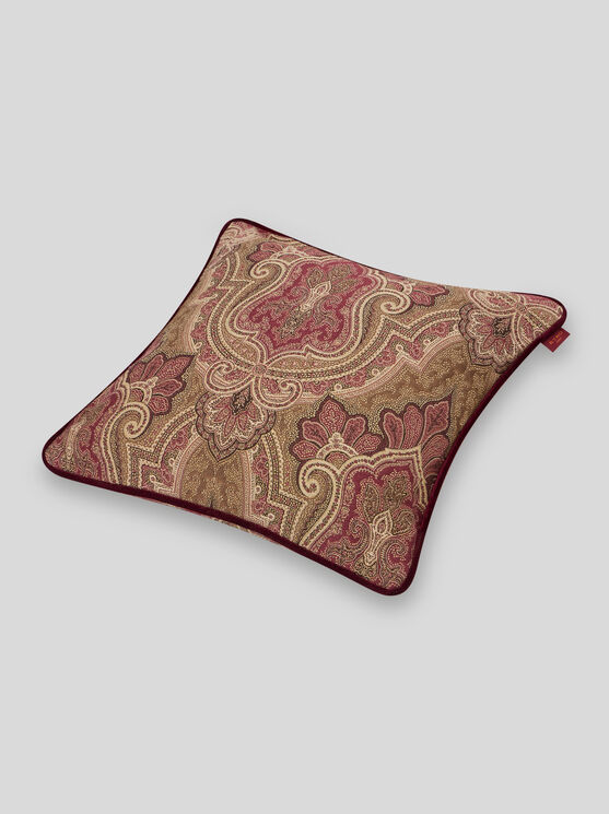 Etro , Jacquard Cushion With Scarf Motif, Rot In Multi
