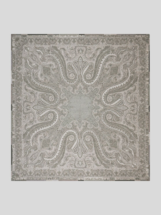 Etro , Wool Throw Blanket, Grey In Gray