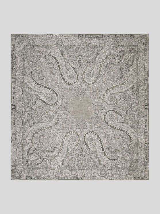 Etro , Wool Throw Blanket, Grey In Gray