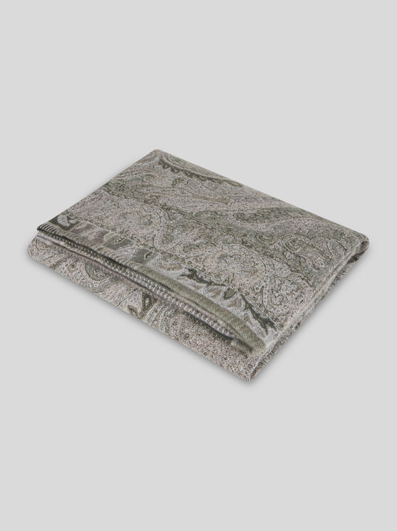 Etro , Wool Throw Blanket, Grey In Gray