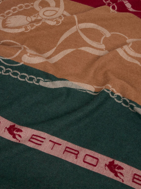 Etro , Plaid Aus Wolle Mit Wappen- Und Pferde-motiv, Multicolor In Multi