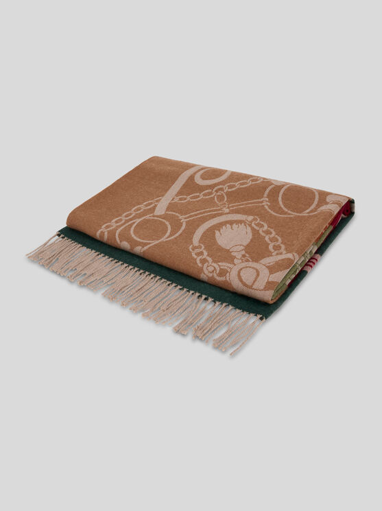 Etro , Plaid Aus Wolle Mit Wappen- Und Pferde-motiv, Multicolor In Multi