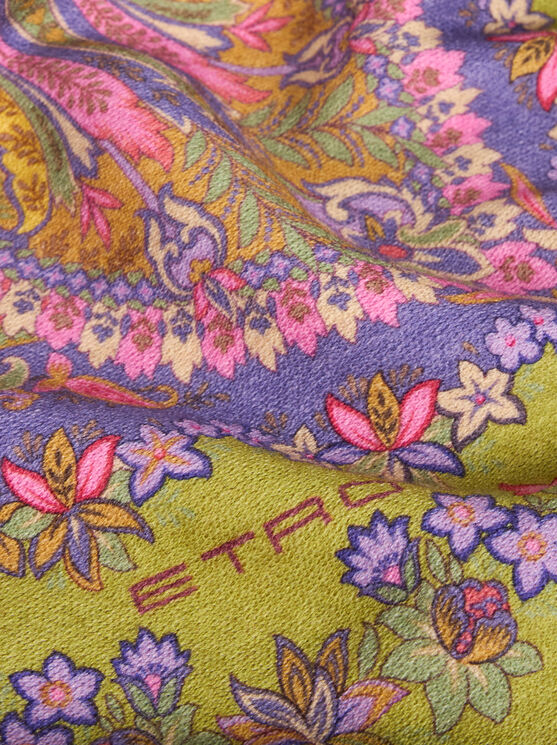 Etro Plaid Aus Wolle Mit Blumen- Und Paisley-print In Violett