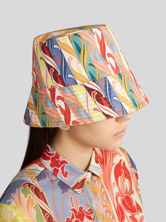 Shop Etro Bucket Hat With  Summer Print In White