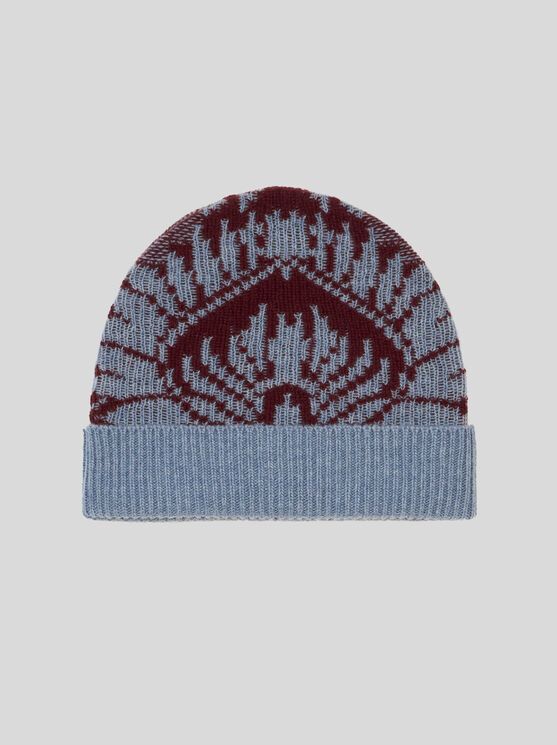 Shop Etro Knit Jacquard Beanie In Navy Blue