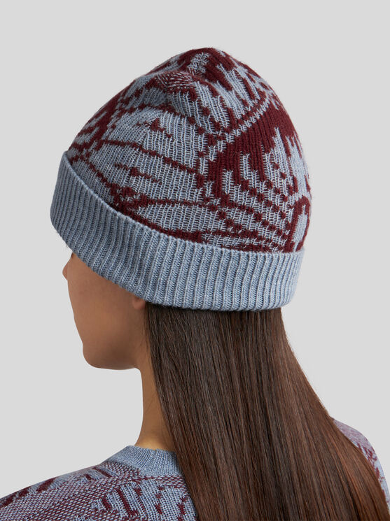 Shop Etro Knit Jacquard Beanie In Navy Blue