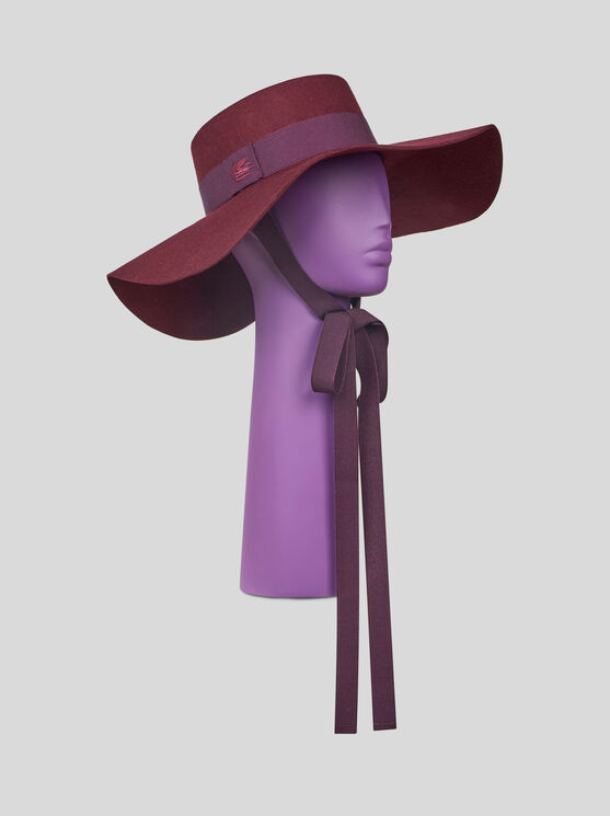 Etro Wool Hat With Embroidered Pegaso Logo In Burgundy