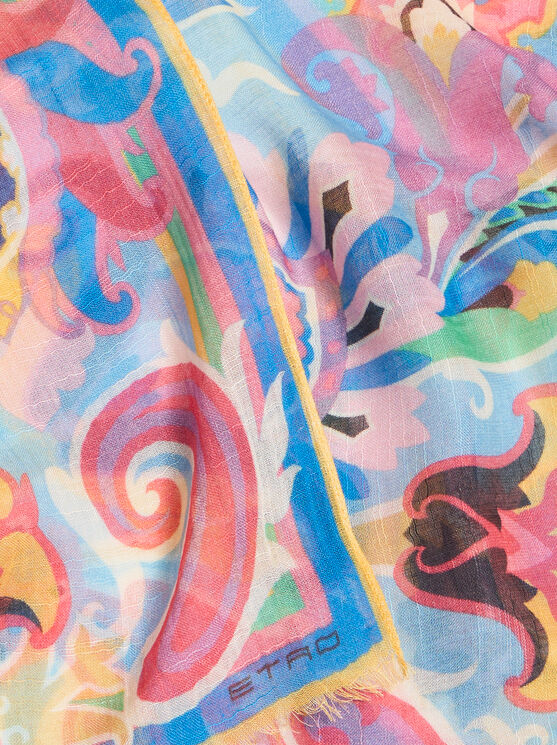 Etro Floral Silk-blend Scarf In Multicolour
