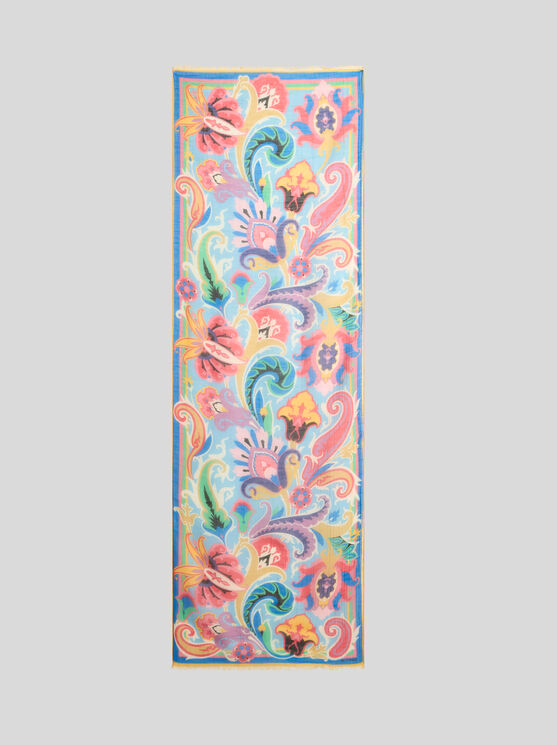 Etro Floral Silk-blend Scarf In Multicolour