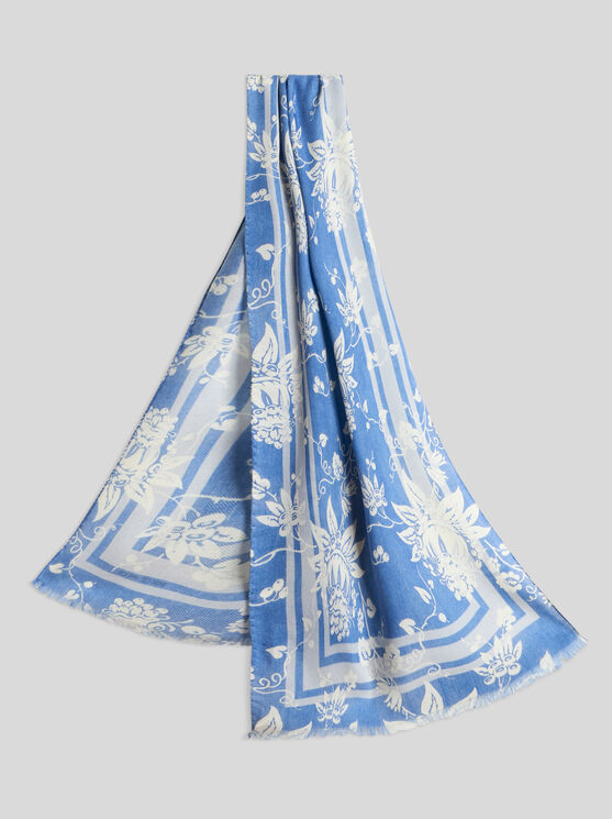 Etro , Floral Scarf, Woman, Navy Blue