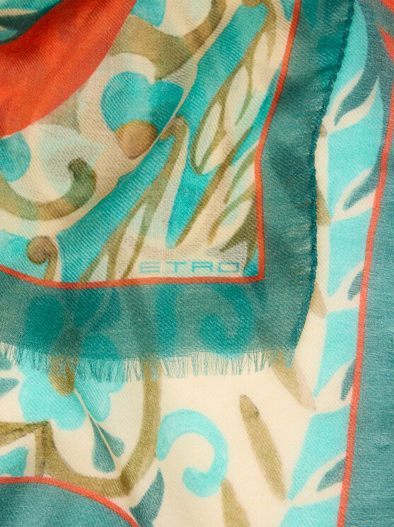 Etro , Paisley Cashmere-blend Scarf, Woman, Orange In Orange
