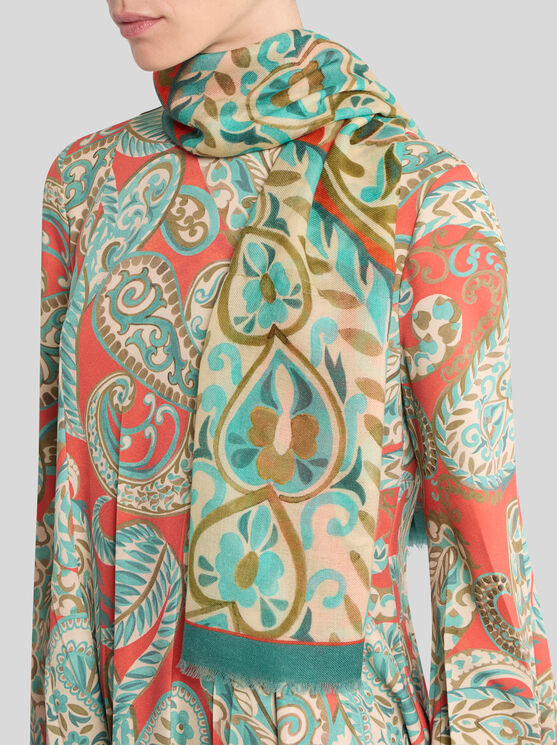 Etro , Paisley Cashmere-blend Scarf, Woman, Orange In Orange