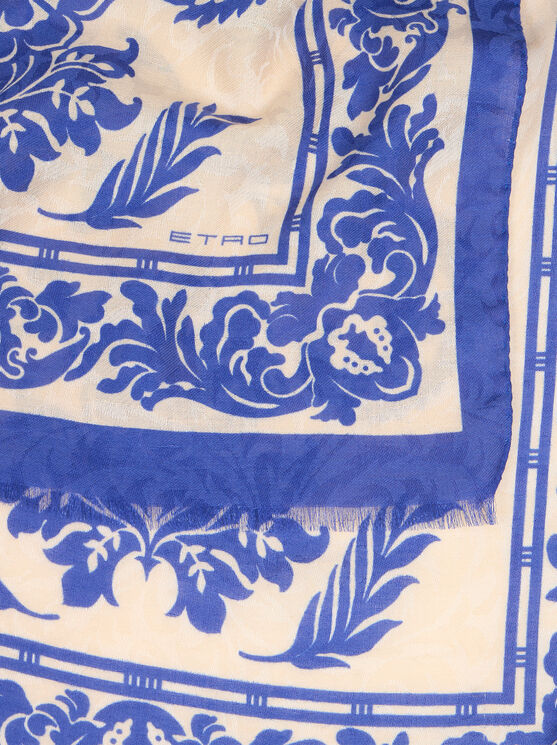 Etro Chiffon Scarf With Floral Print In White