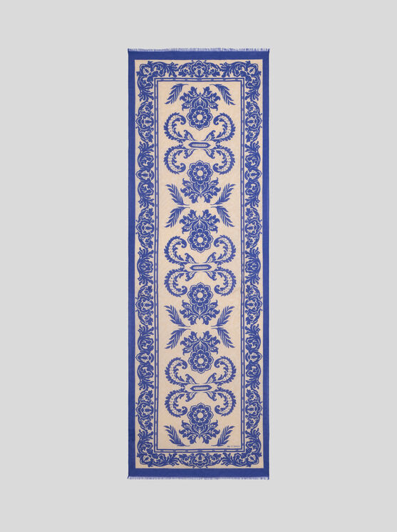 Etro Chiffon Scarf With Floral Print In White