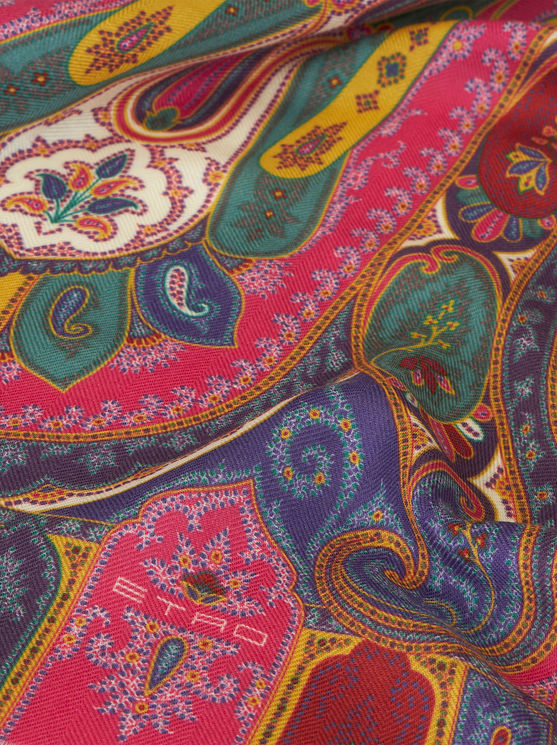 Etro Fringed Paisley Scarf In Lightweight Fabric In Multi