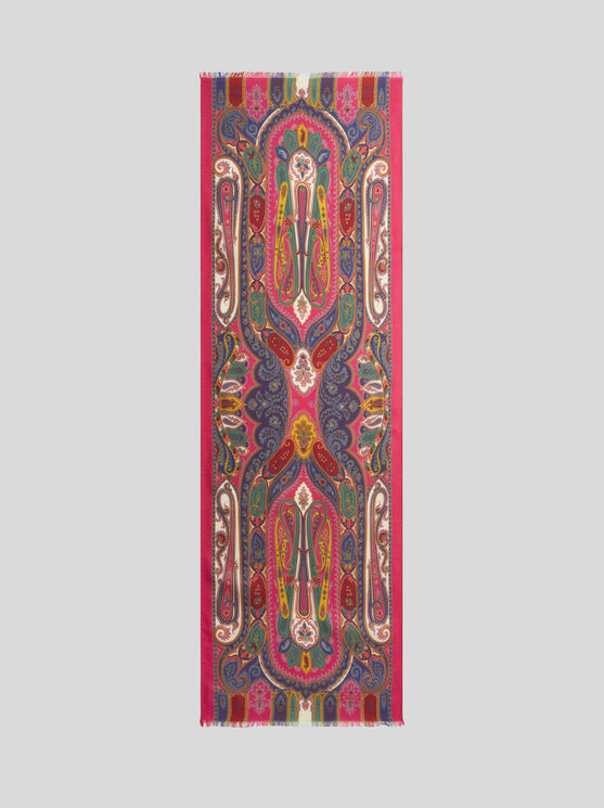 Etro Fringed Paisley Scarf In Lightweight Fabric In Multi