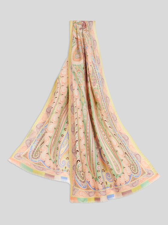 Etro Schal Aus Wolle Und Seide Mit Zentriertem Print In Beige
