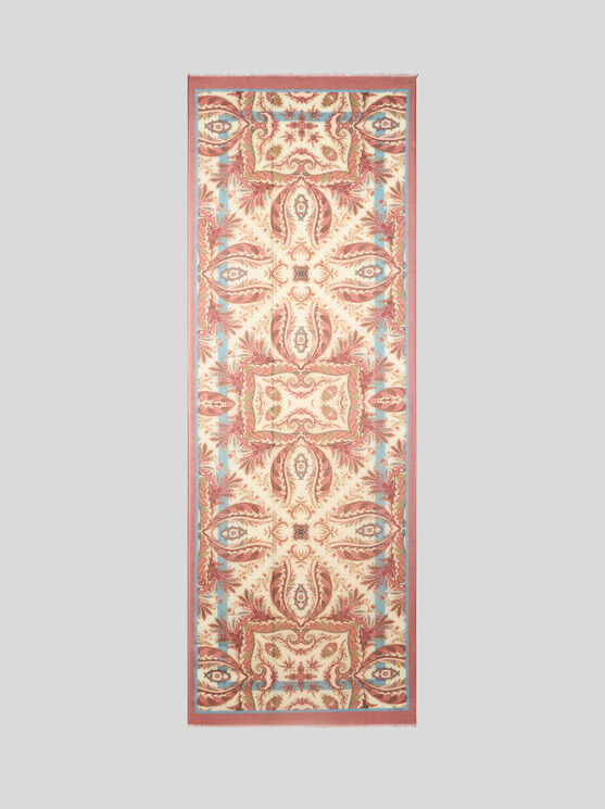 Etro , Schal Aus Wolle Und Kaschmir Mit Platziertem Print, Damen, Beige In Sand