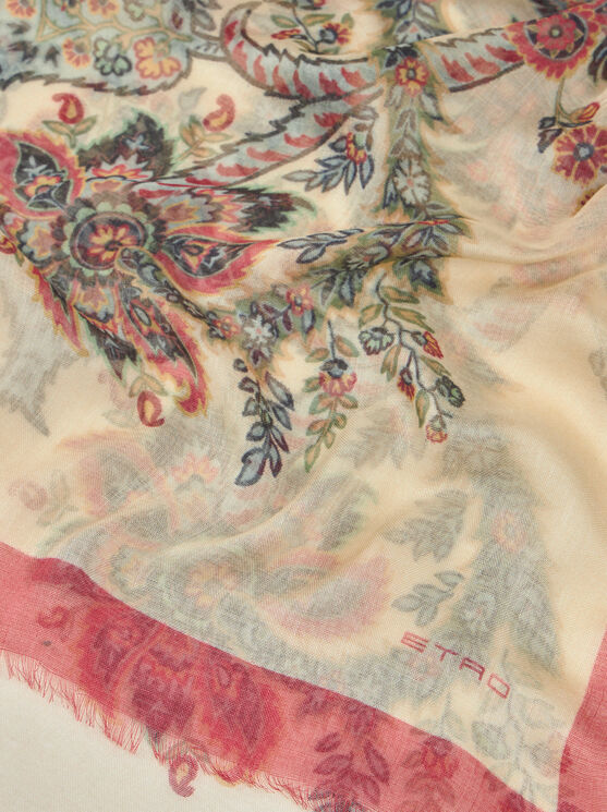 Shop Etro Printed Silk-blend Scarf In White