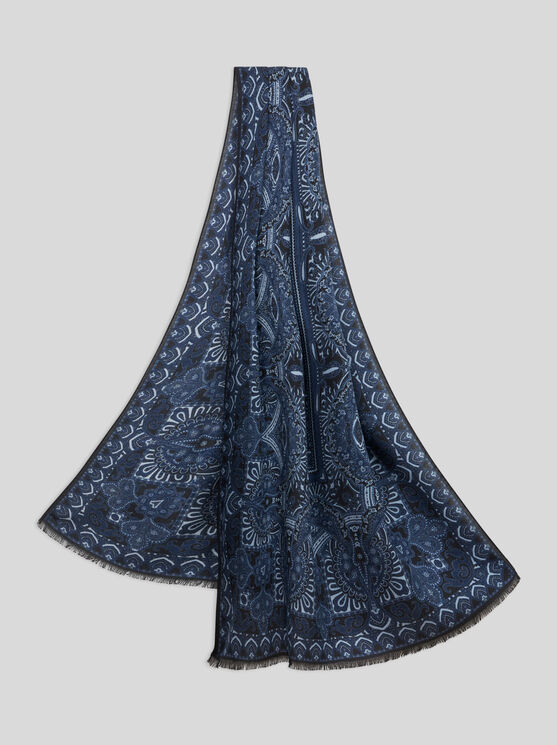 Etro Schal Mit Tuch-muster In Navyblau