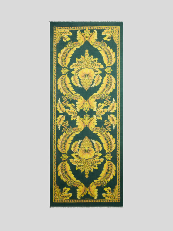 Etro , Scarf With Flower And Bee Motif, Woman, Green In Green
