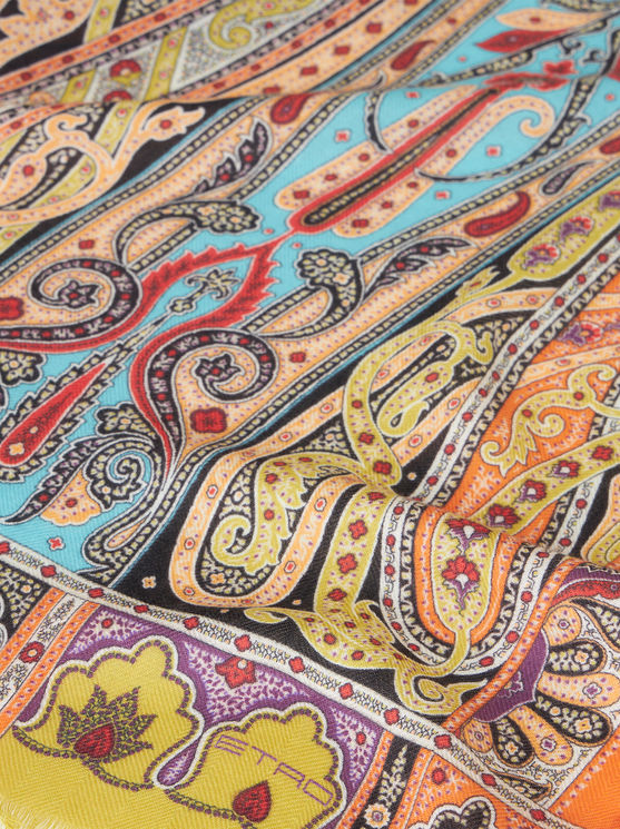 Etro Printed Silk And Cashmere Scarf In Multicolour