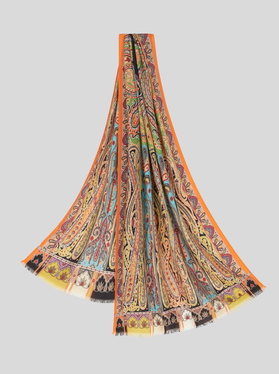 Etro Printed Silk And Cashmere Scarf In Multicolour