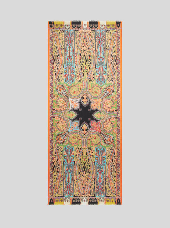 Etro Printed Silk And Cashmere Scarf In Multicolour