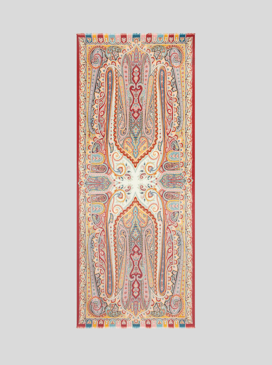 Etro Wool And Silk Scarf With Multicoloured Print In Multicolour