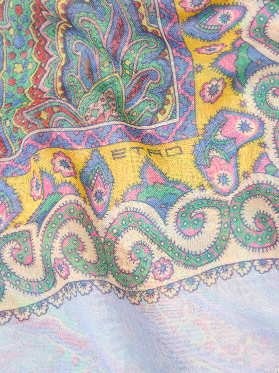 Etro Slub Scarf With Paisley Motif In Green