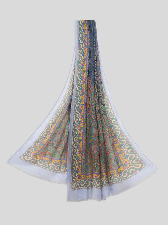 Etro Slub Scarf With Paisley Motif In Green