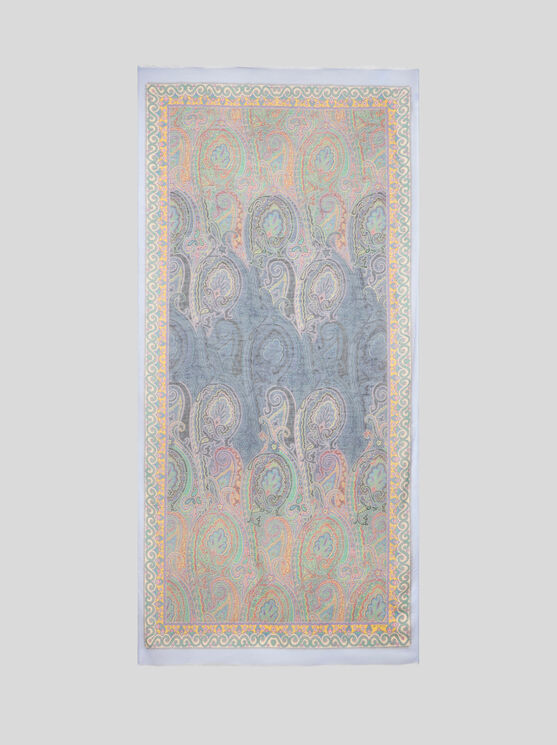 Etro Slub Scarf With Paisley Motif In Green