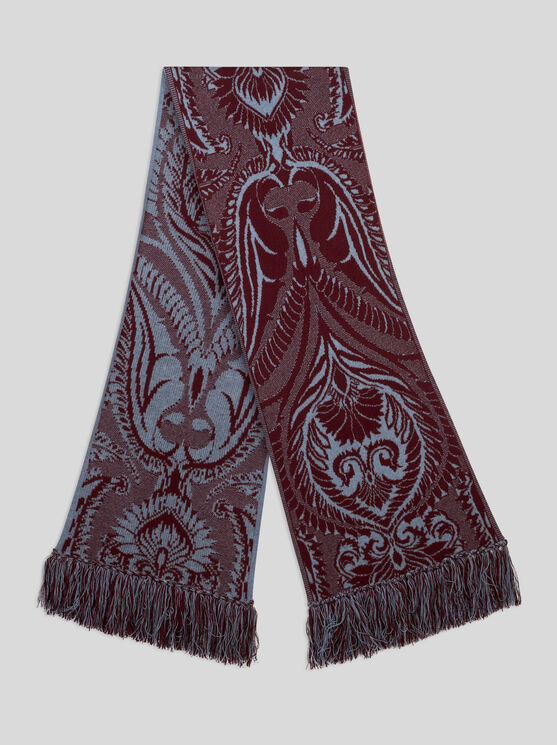 Etro Knit Jacquard Scarf In Burgundy