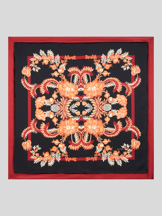 Etro Printed Silk Scarf In Black