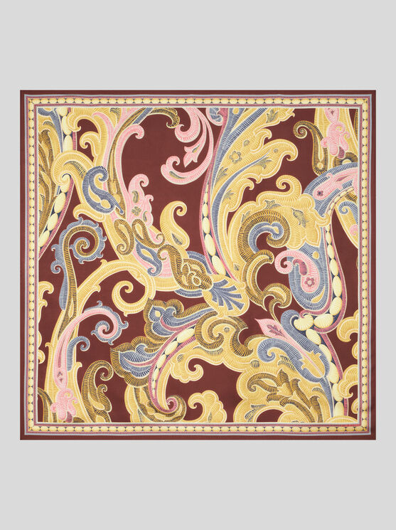 Shop Etro Printed Silk Scarf In Bordeaux