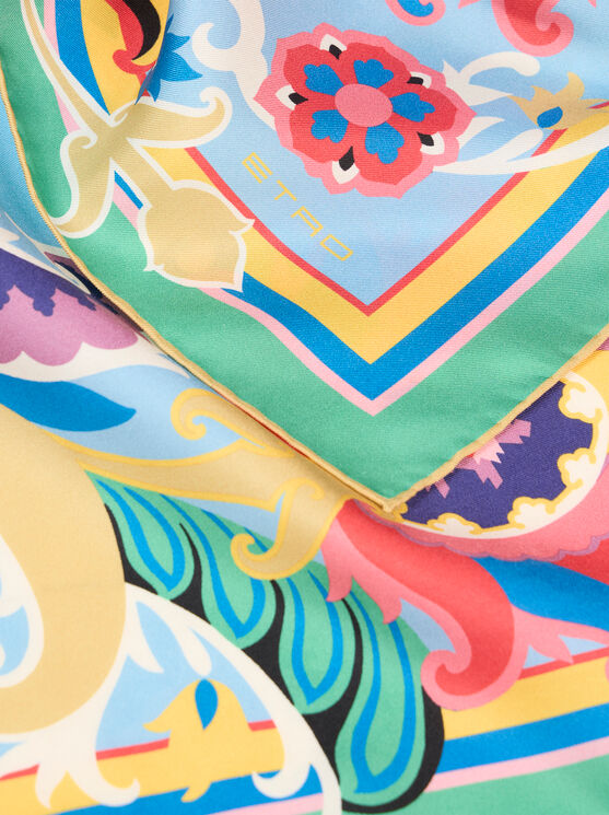 Etro Floral Silk Scarf In Multicolour
