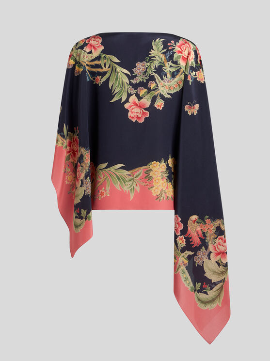 ETRO PRINTED SILK PONCHO 